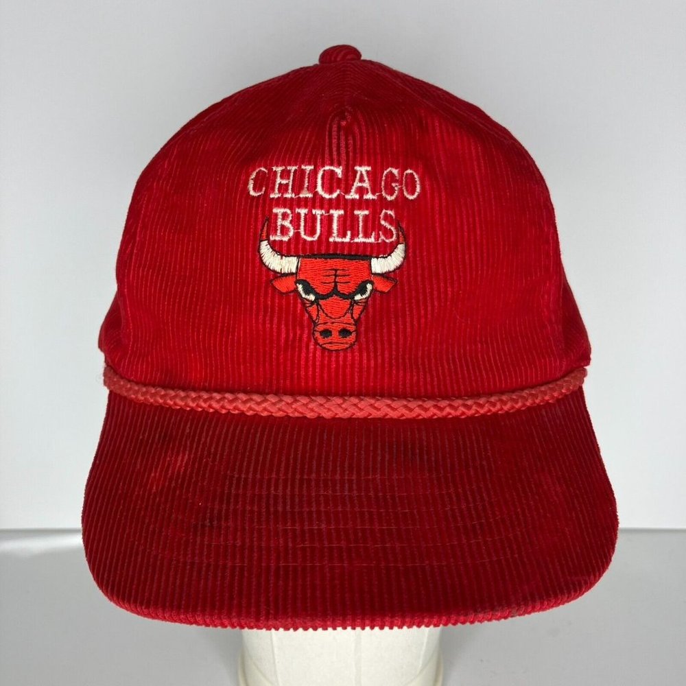 Vintage Chicago Bulls Red Corduroy Embordered Adjustable Hat
